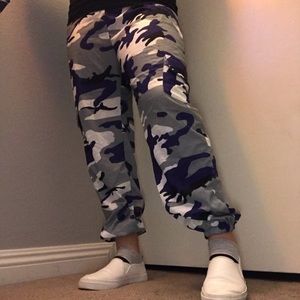 Purple white gray and black  camo pants